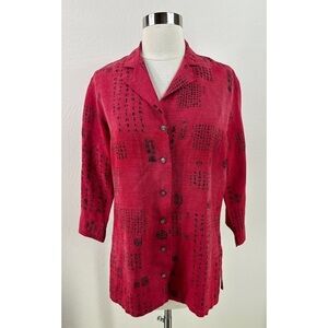 Chicos Design Oriental Print Button Down Shirt